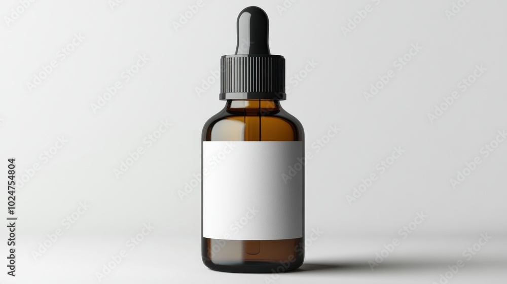 Amber glass dropper bottle with blank label for beauty products Amber glass dropper bottle with blank label for beauty products
