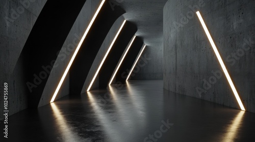 Futuristic urban design with geometric patterns and illuminated pathways for architectural inspiration photo