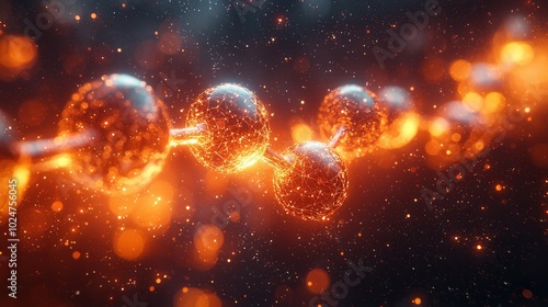 The image showcases an intricate molecular structure with glowing particles against a dark background, illustrating the beauty of science in an artistic manner.