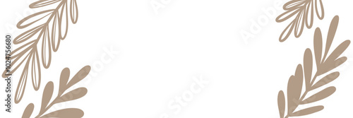 Autumn horizontal leaf pattern, brown frame cover minimalist hand drawn doodle background design