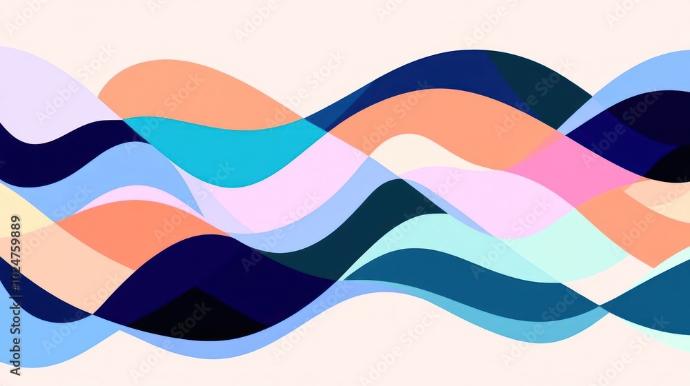 Abstract waves in soft colors create a dynamic, fluid visual pattern. Abstract waves in soft colors create a dynamic, fluid visual pattern.