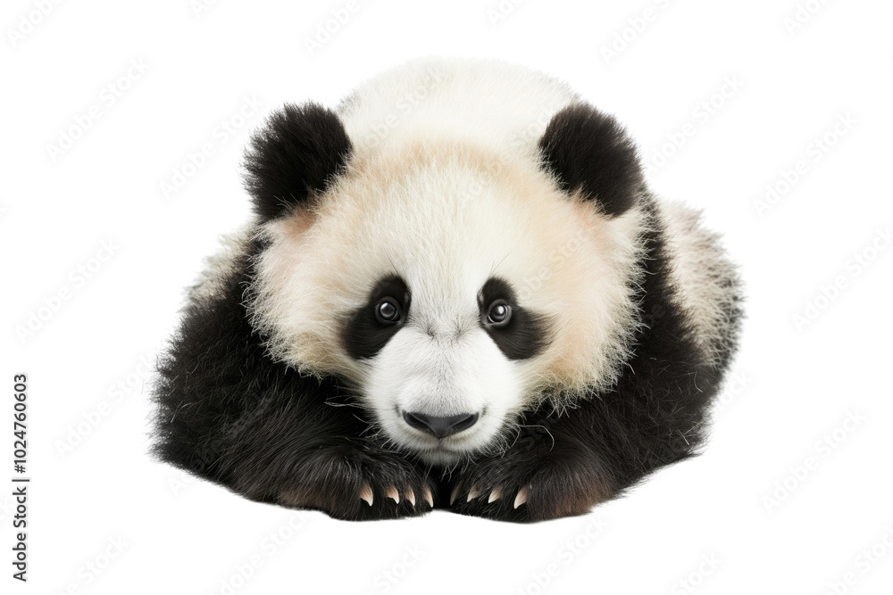 Fototapeta premium Panda on transparent background: precious creature with black and white fur