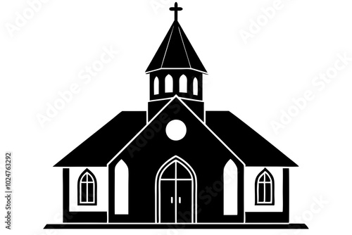 Church Silhouettes vector | vector silhouette illustration on white background