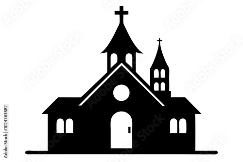 Church Silhouettes vector | vector silhouette illustration on white background