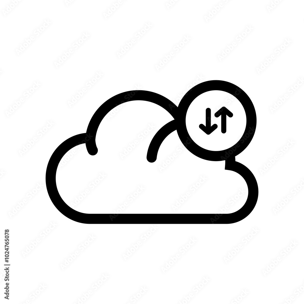 cloud server icon with upload and download sign. flat line icon vector illustration. cloud server icon with upload and download sign. flat line icon vector illustration.