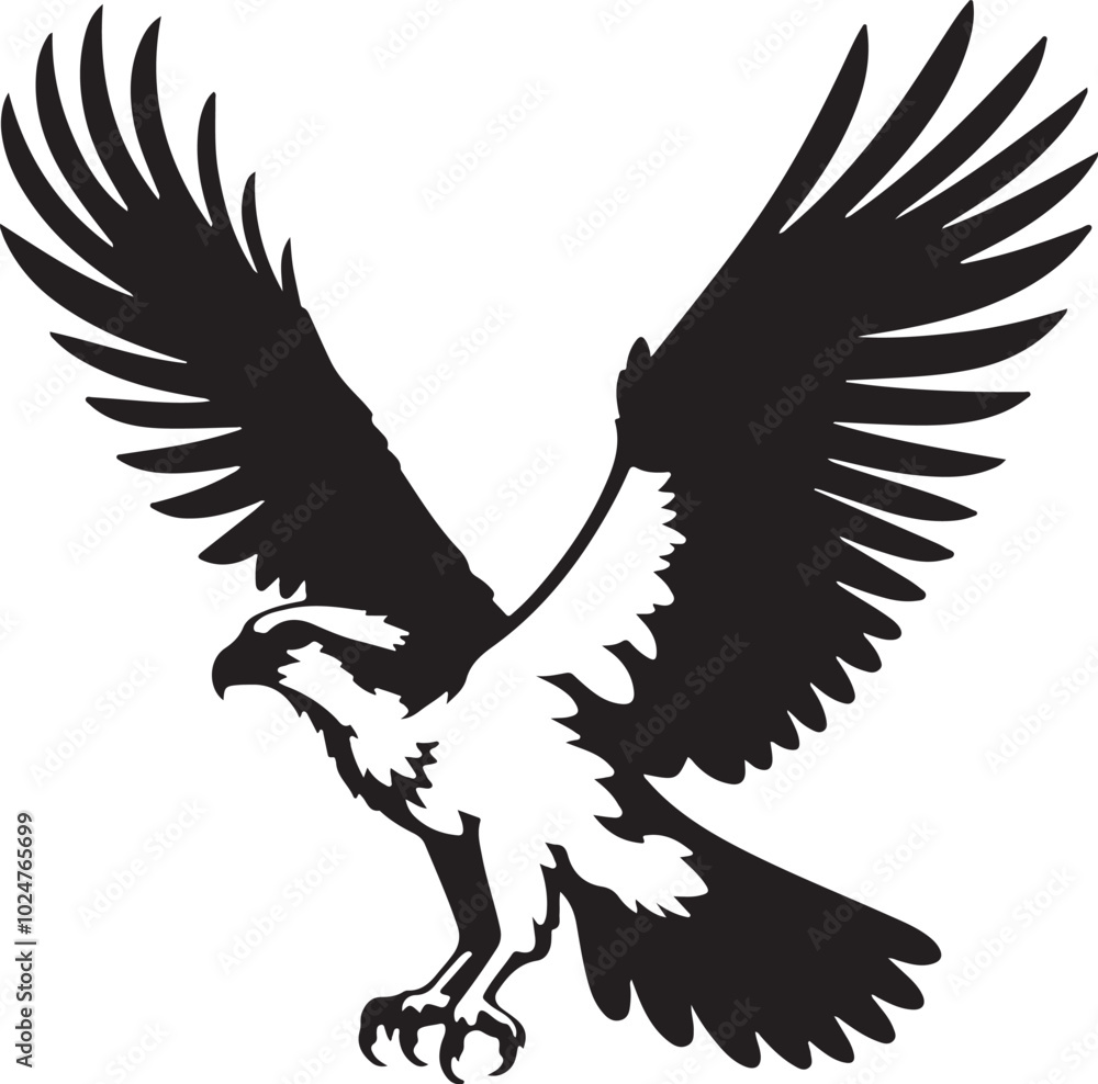 Fototapeta premium Osprey Bird Silhouette Art Design Illustration