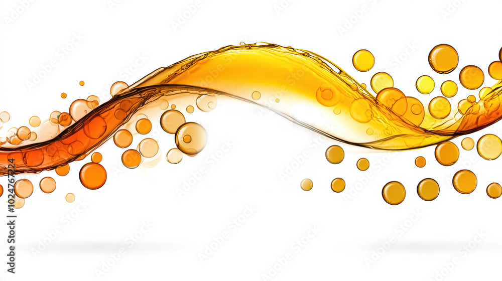 Vibrant Waves of Orange Liquid with Bubbles Vibrant Waves of Orange Liquid with Bubbles