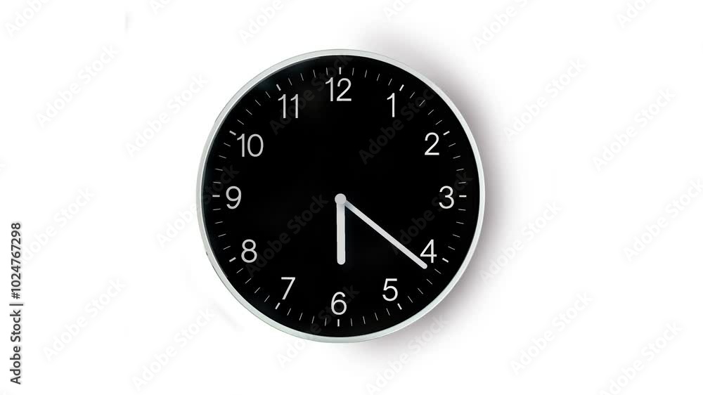 Black Analog wall clock time lapse isolated on a white background. Black Analog wall clock time lapse isolated on a white background.