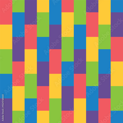 Seamless pattern of colorful rectangular shapes lined up like bamboo trees