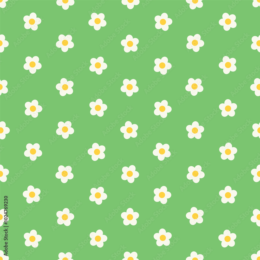 floral seamless pattern in simple style on green background floral seamless pattern in simple style on green background