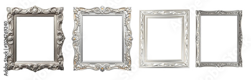 Set of Silver vintage frames with baroque patterns