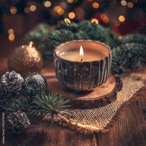 Christmas still life with candle