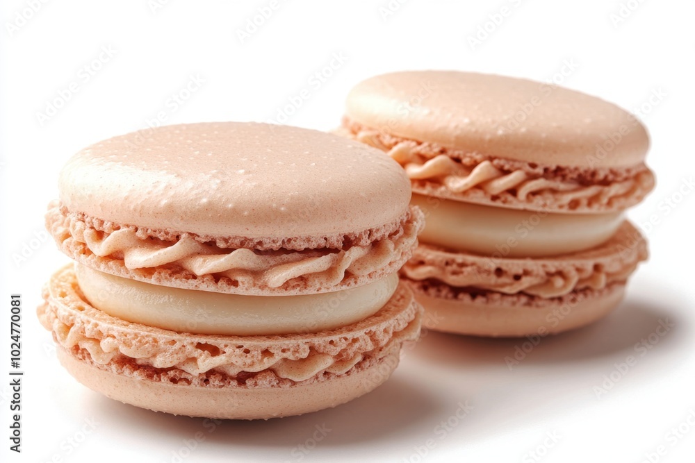A delicate macaroon in pastel colors, isolated on white background. A delicate macaroon in pastel colors, isolated on white background.