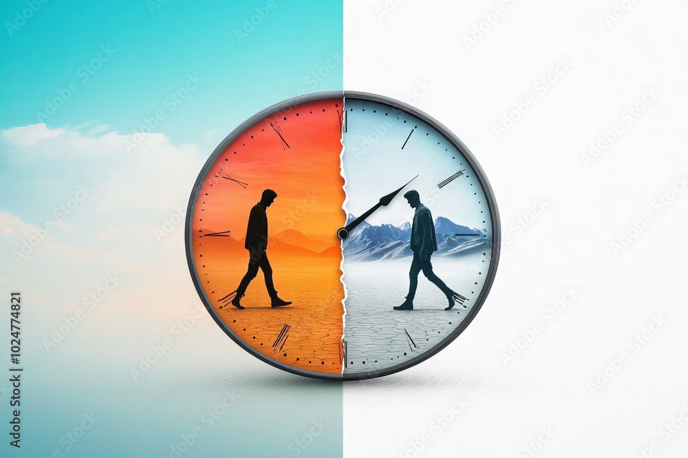 Hyper-Realistic Split Time Journey with Desert and Water