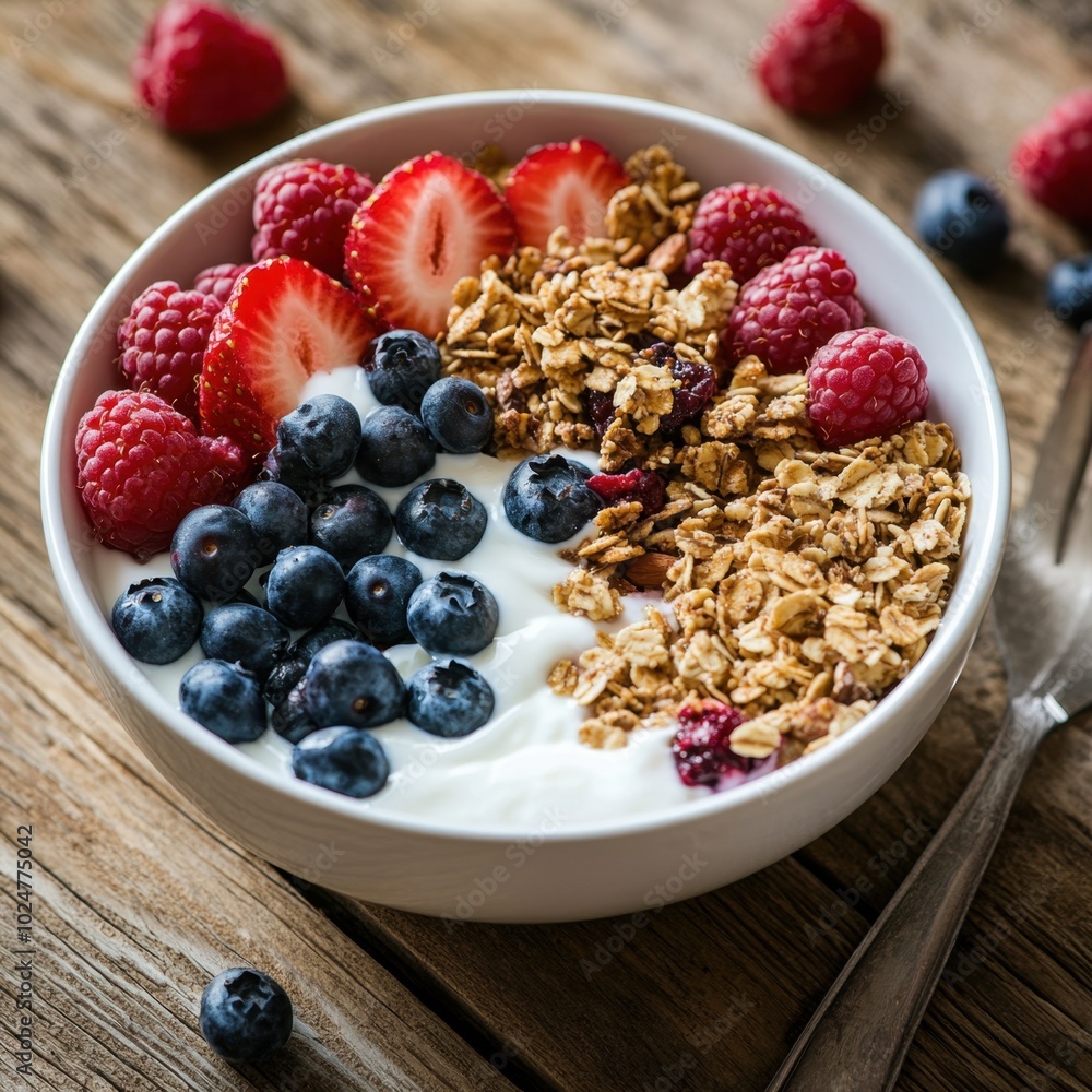 granola bowl with berries and yogurt granola bowl with berries and yogurt