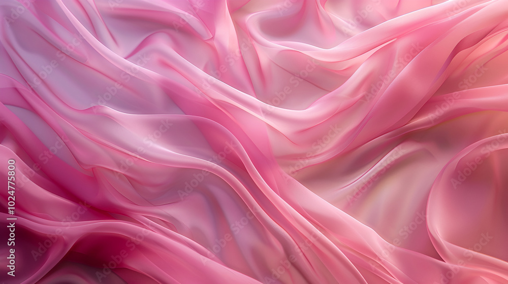 Fototapeta premium Light Pink Abstract Background with Fabric Texture , Chic Pink Silk Fabric with Flowing Waves Texture