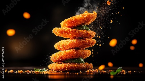 Crispy vegetable cutlets with a goldenbrown breadcrumb coating, served with green chutney