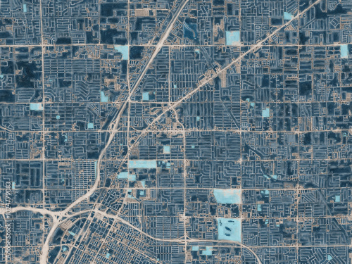 Canvas Print Painterly Style City Map of North Las Vegas  Nevada, USA in a Blue Color Scheme