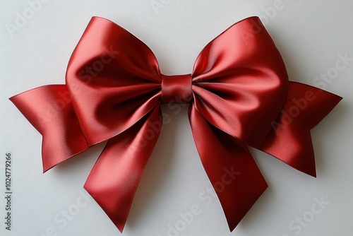 A large red bow used for gift wrapping, isolated on white background.  photo