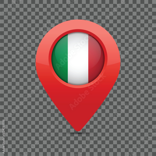 Free Download Italian Flag pin for maps and navigation systems to mark current location. User Interface icon design. Vector illustration. - GFXLoad
