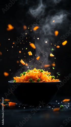 Goldenfried thyoviyo, a Naga dish of crispy rice flour noodles tossed with vegetables and spices photo