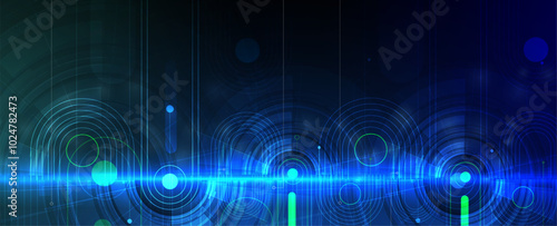 Abstract modern science and technology futuristic dark blue background. Handmade vector.