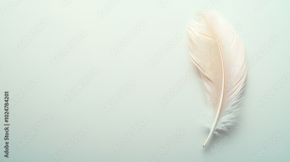 Obraz premium Delicate Feather Floating on Serene Background