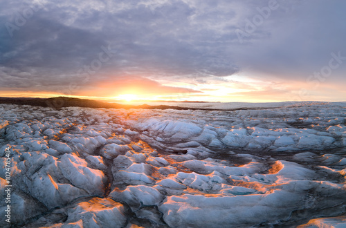 epic sunset over the Greenlandic ice cap photo