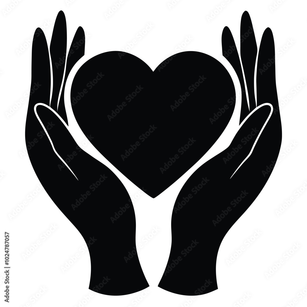 Obraz premium two-hands-holding-heart-silhouette