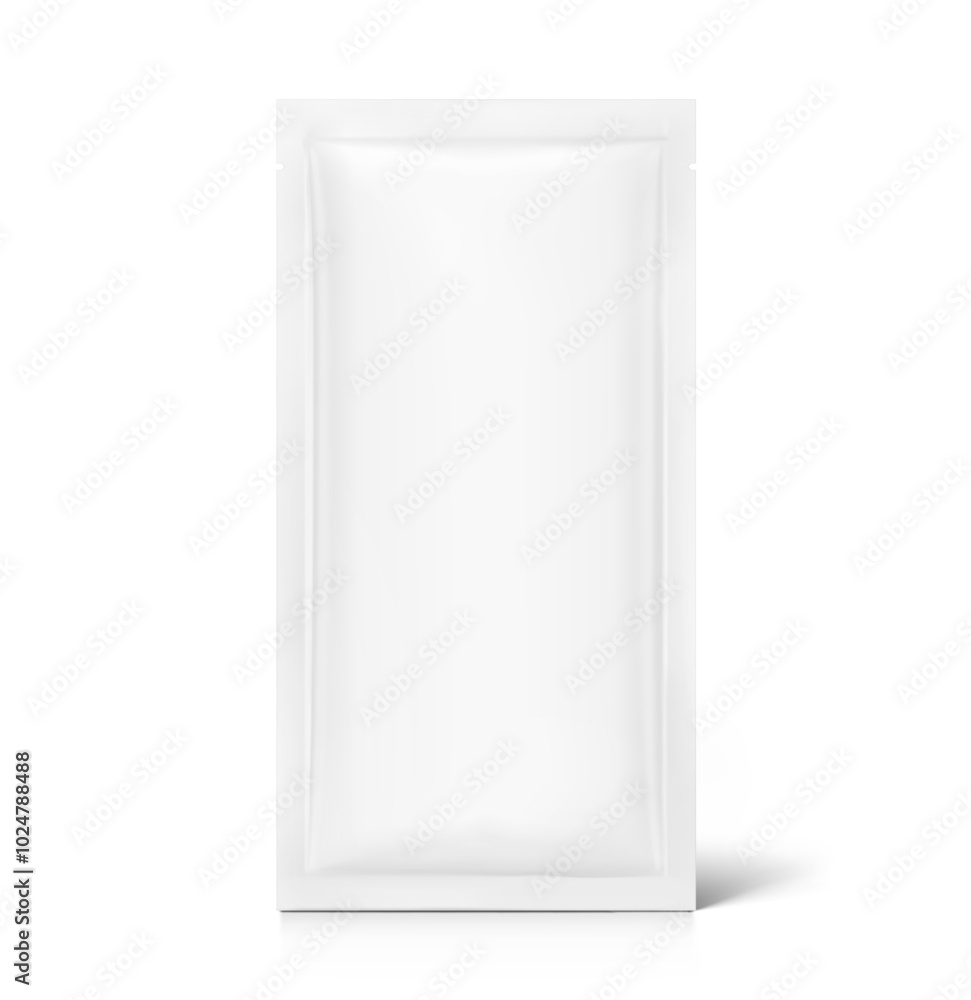 Four side seal sachet bag mockup. Flat lay view. Vector illustration. Can be use for template your design, presentation, promo, ad. EPS10. Four side seal sachet bag mockup. Flat lay view. Vector illustration. Can be use for template your design, presentation, promo, ad. EPS10.