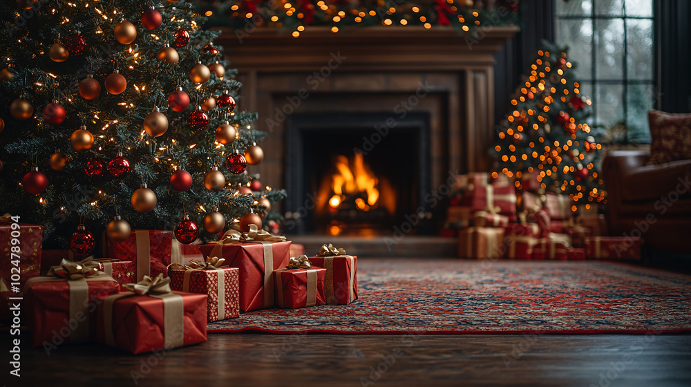 Merry christmas and new year holidays background. Blurred bokeh background with light bulbs and Christmas tree branches. Banner. Merry christmas and new year holidays background. Blurred bokeh background with light bulbs and Christmas tree branches. Banner.