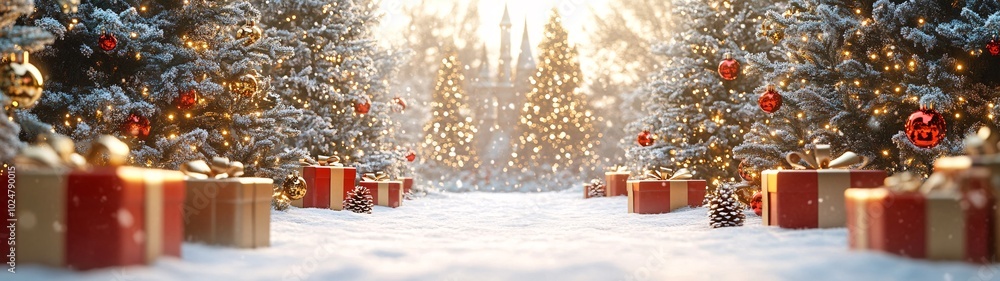 Merry christmas and new year holidays background. Blurred bokeh background with light bulbs and Christmas tree branches. Banner. Merry christmas and new year holidays background. Blurred bokeh background with light bulbs and Christmas tree branches. Banner.