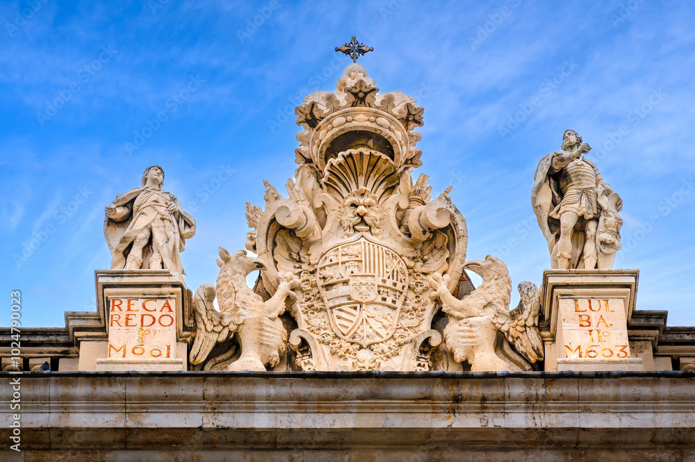 Ancient stone symbol in the Royal Palace, Madrid, Spain Ancient stone symbol in the Royal Palace, Madrid, Spain