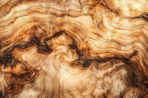 Olive wood texture. Spalted light brown colorwith dark streaks. Background, banner. Generative Ai photo