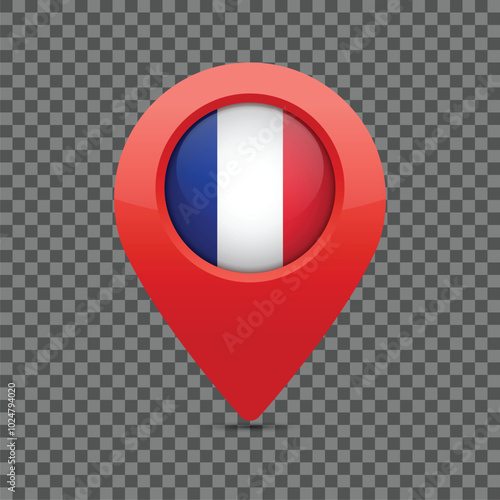 French flag pin for maps and navigation systems to mark current location. User Interface icon design. Vector illustration. Free Download French flag pin for maps and navigation systems to mark current location. User Interface icon design. Vector illustration. - GFXLoad