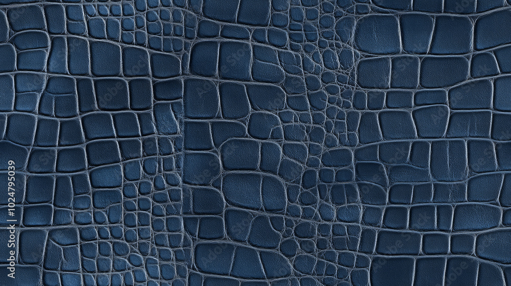 crocodile leather print seamless patchwork pattern in navy blue paint. fashion trendy background for fabric design wallpaper