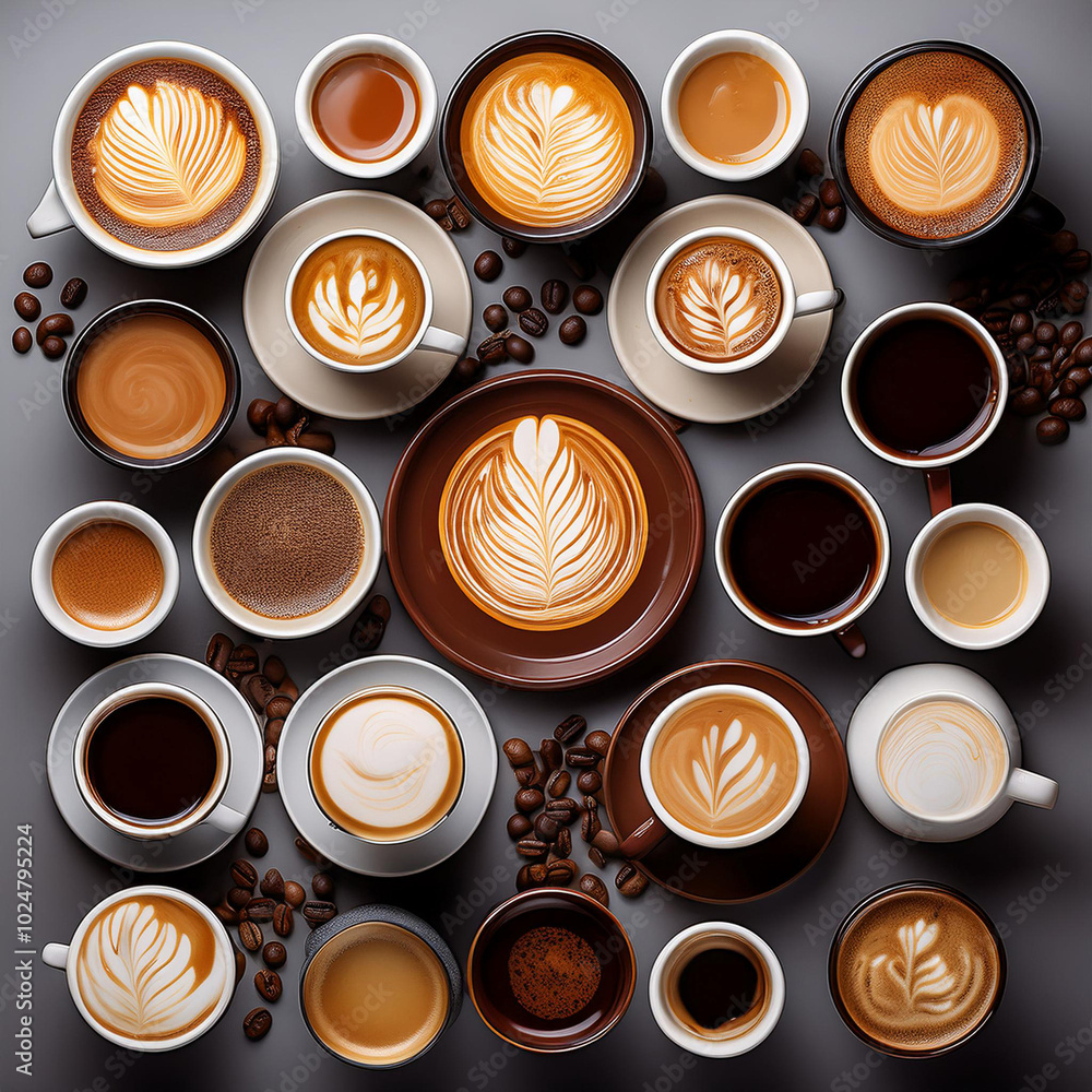 A Vibrant Display of Coffee Brews A Vibrant Display of Coffee Brews