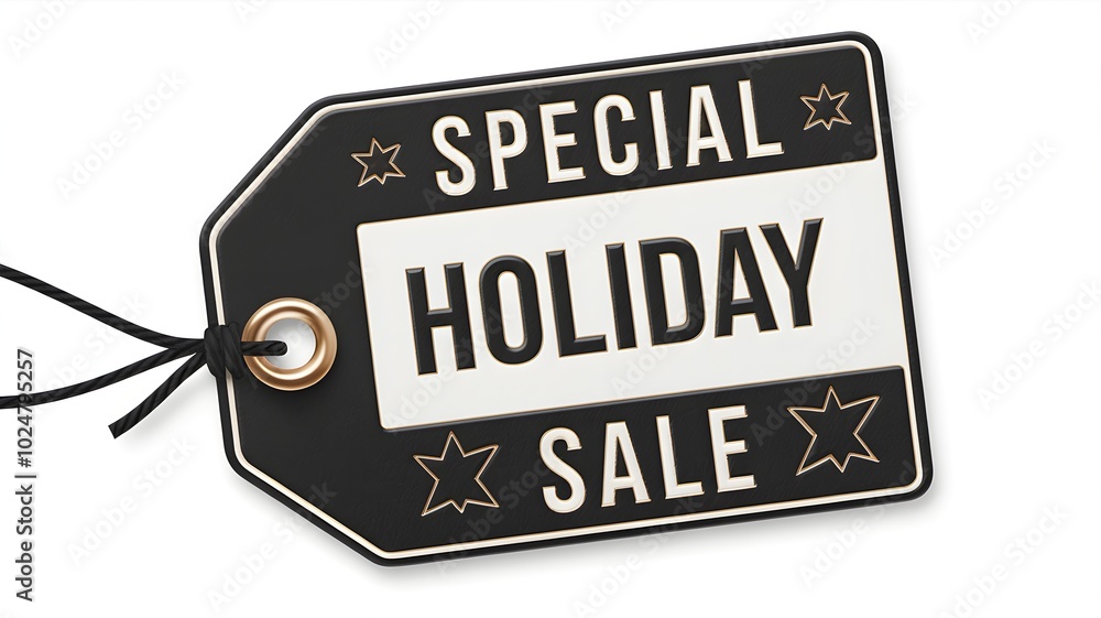 Obraz premium Special Holiday Sale - Stylish Gift Tag in Black & White