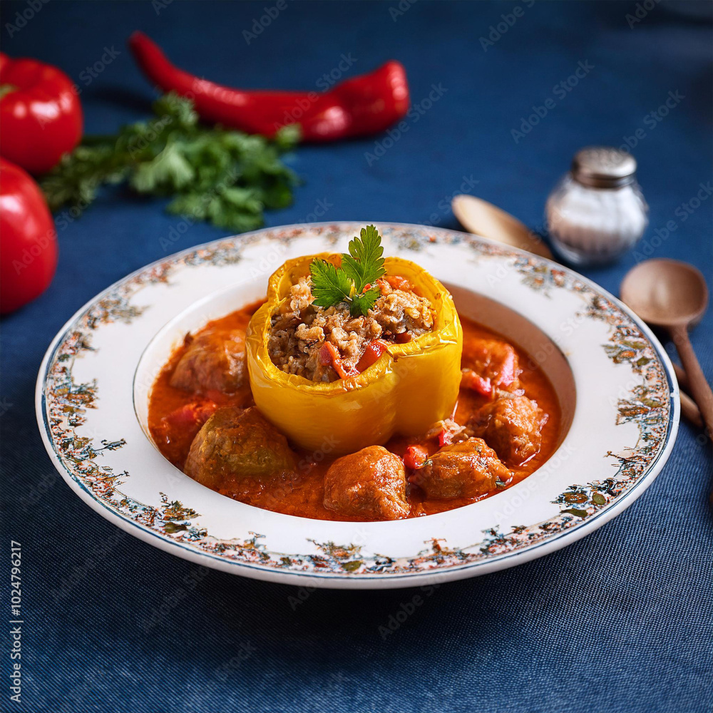 Traditional Romanian Stuffed Peppers with Tomato Traditional Romanian Stuffed Peppers with Tomato