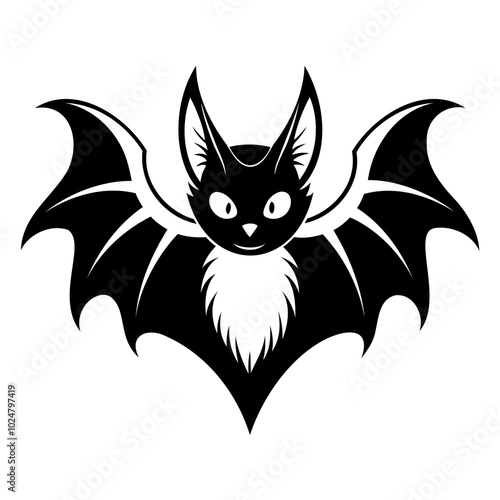 Scary Bat black silhouette for Happy Halloween Day Design vector illustration