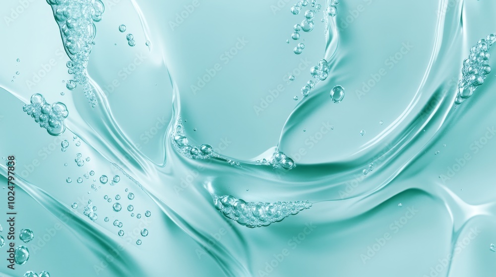 Serene Aqua Beauty Essence - 3D Illustration of Hydrating Liquid Texture with Subtle Bubbles for Skincare Products Marketing and Ads Serene Aqua Beauty Essence - 3D Illustration of Hydrating Liquid Texture with Subtle Bubbles for Skincare Products Marketing and Ads