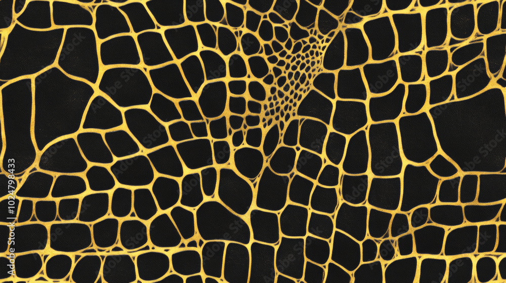crocodile leather print seamless patchwork pattern in golden black and yellow paint. fashion trendy background for fabric design wallpaper crocodile leather print seamless patchwork pattern in golden black and yellow paint. fashion trendy background for fabric design wallpaper