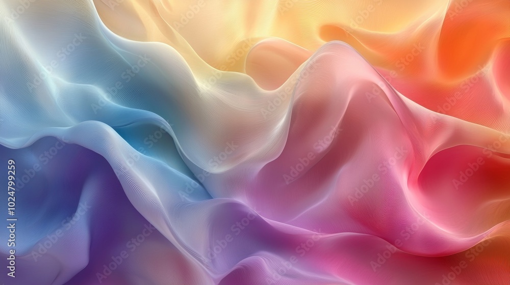 Obraz premium Soft pastel gradient background with flowing fabric texture, perfect for elegant designs. Delicate, dreamy, and vibrant, ideal for cheerful projects