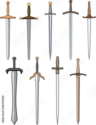 sword knight set cartoon. battle joust, shield quest, honor valor sword knight sign. isolated symbol vector illustration