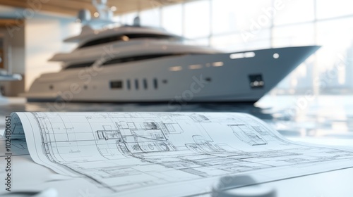 Wallpaper Mural Marine Engineering Yacht Blueprint in Office Setting Torontodigital.ca