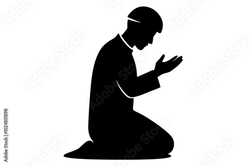 Muslim Praying vector silhouette | vector silhouette illustration on white background