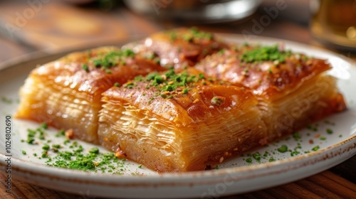 Turkish baklava, traditional oriental sweet. with nuts, honey, puff pastry - a must try in Istanbul