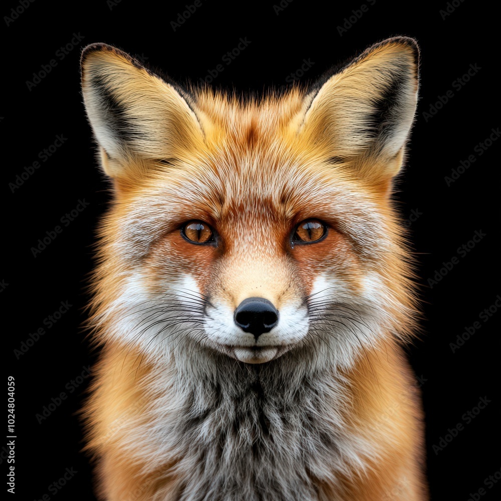 Fototapeta premium Red Fox Face: Chestnut-Orange Fox Animal Predator with Wild Beast Muzzle