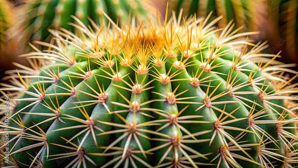 A Close-Up View of a Cactus, Revealing its Intricate Pattern of Sharp Spines and Green Skin, with a Hint of Golden Light Reflecting on the Spines A Close-Up View of a Cactus, Revealing its Intricate Pattern of Sharp Spines and Green Skin, with a Hint of Golden Light Reflecting on the Spines