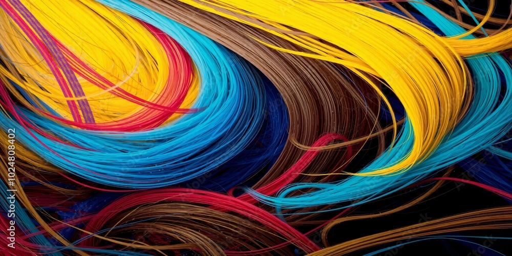 Yellow Red Blue Brown Teal Hair Tresses Brush Design Background Yellow Red Blue Brown Teal Hair Tresses Brush Design Background